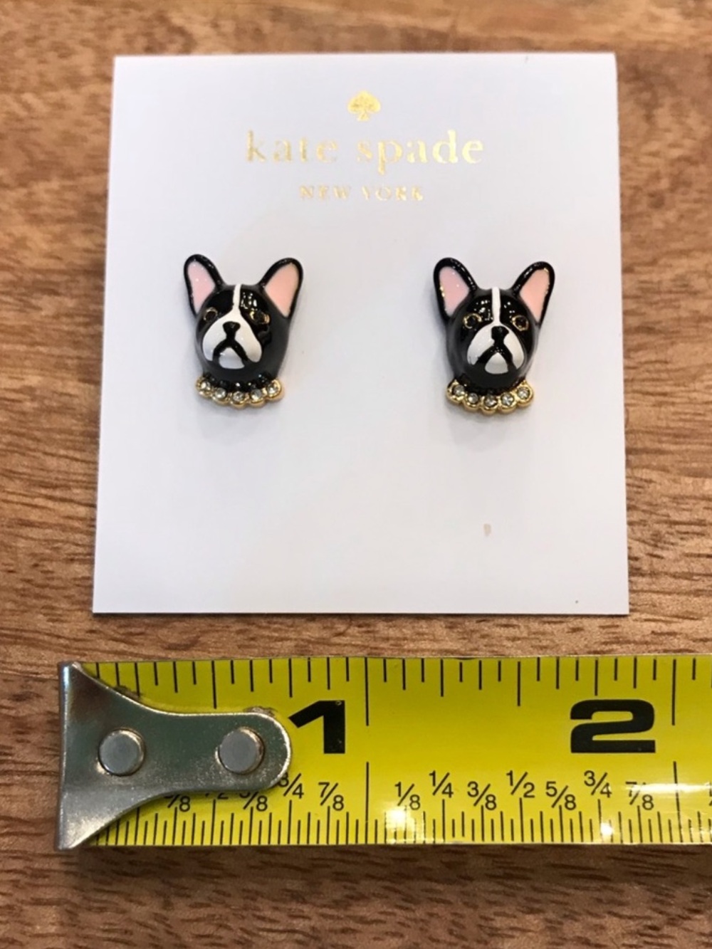 KATE SPADE Frenchie Bulldog Ma Cherie Antoine Dog Stud Earrings - Picture 5 of 5